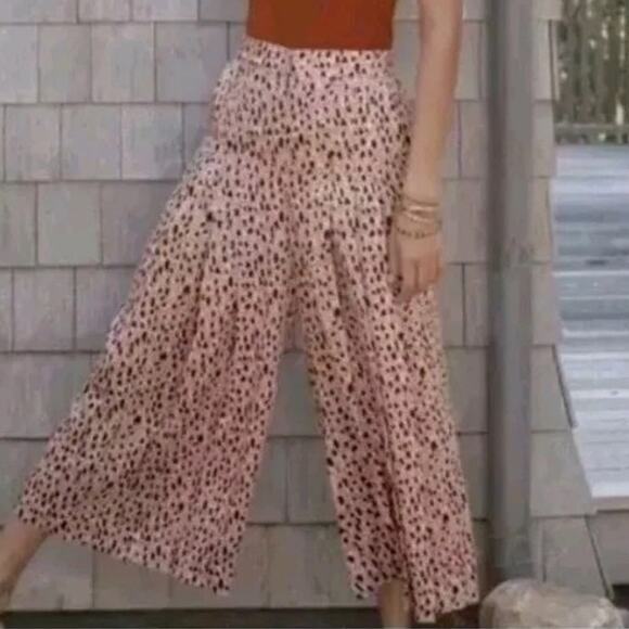 Anthropologie Isobel Cheetah Animal Print Pleated Wide Leg Pants Size Small EUC - Picture 2 of 16